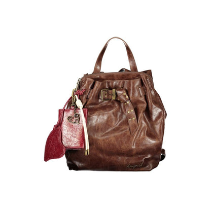 Brown Polyurethane Women's Backpack