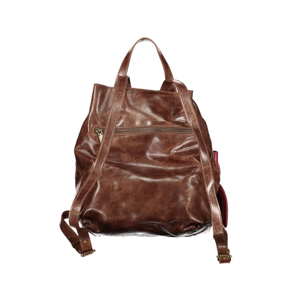 Brown Polyurethane Women's Backpack