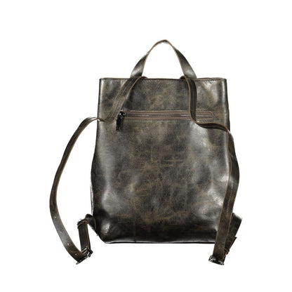 Brown Polyurethane Women Backpack