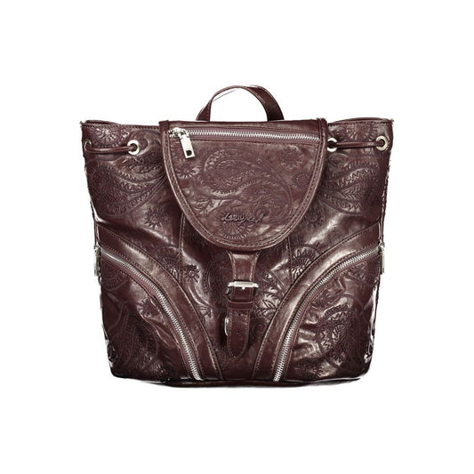 Brown Polyurethane Women's Backpack
