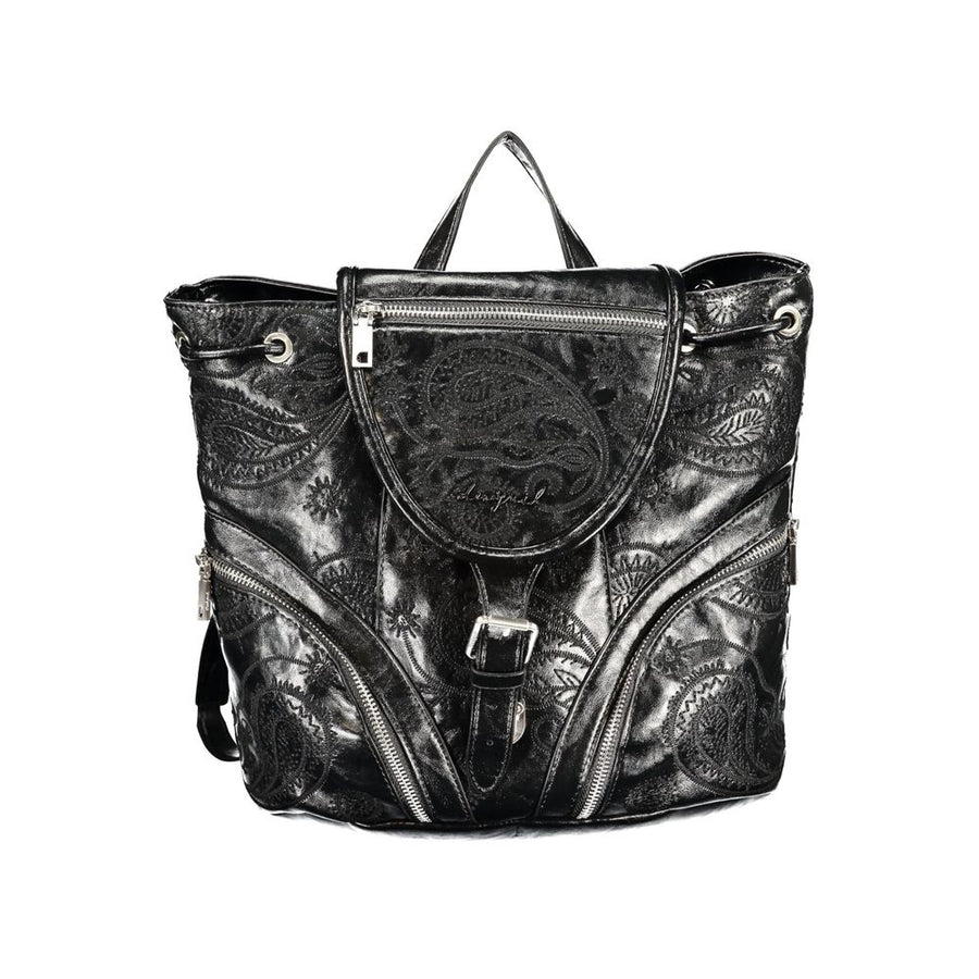 Black Polyurethane Women's Backpack