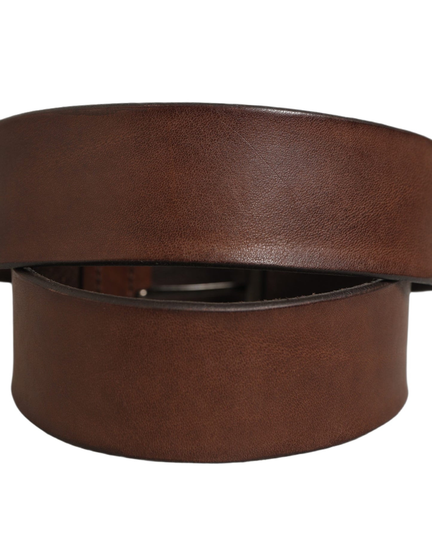 Belt Brown Leather Double Prong Metal Buckle