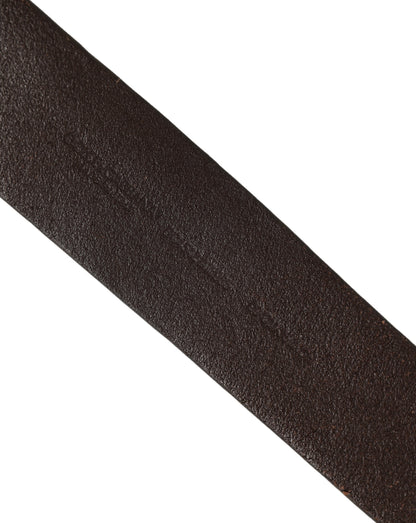 Belt Brown Leather Double Prong Metal Buckle