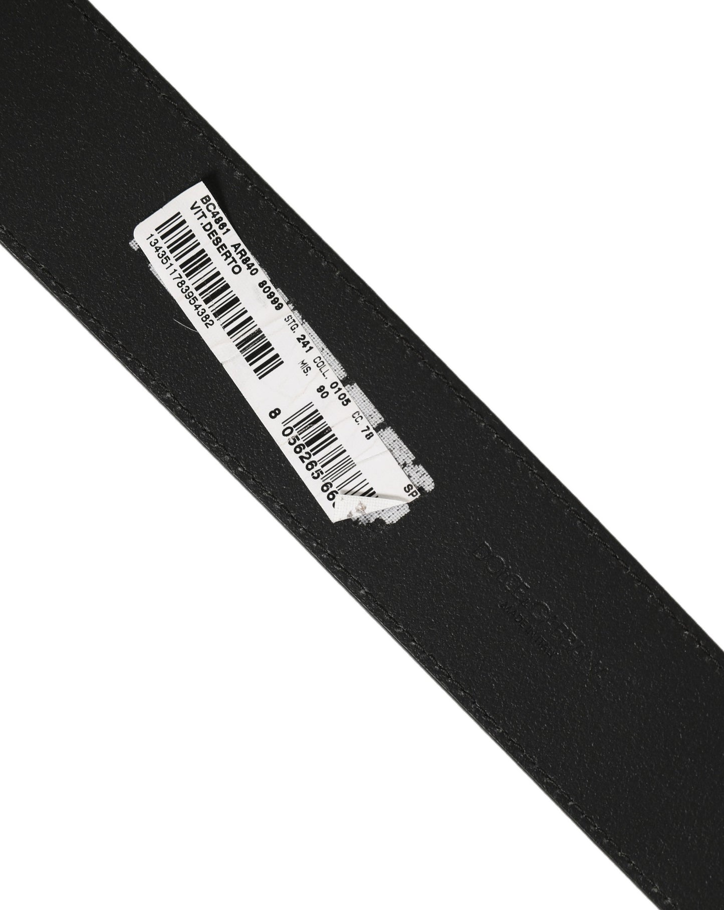 Black Leather Anchor Logo Metal Buckle Belt