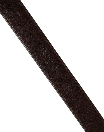 Men Brown Leather Gold Tone Metal Buckle Belt