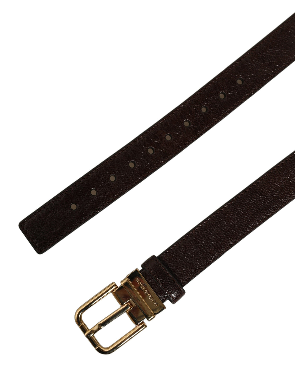 Men Brown Leather Gold Tone Metal Buckle Belt