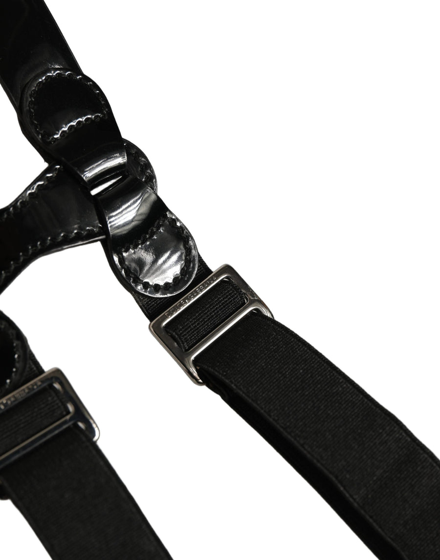 Black Adjustable Silver Metal Clips Suspenders