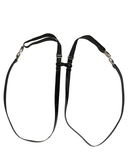 Black Adjustable Silver Metal Clips Suspenders