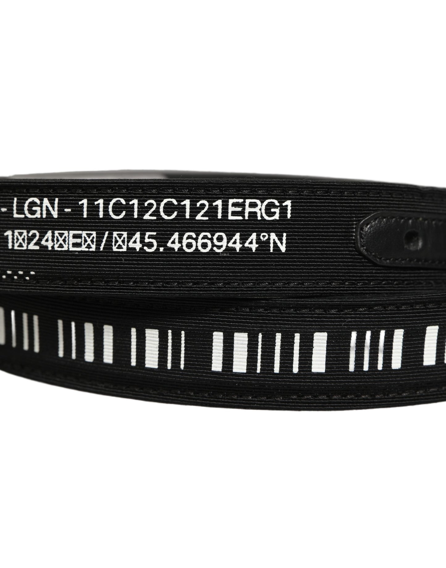 Black Fabric Leather Barcode Silver Buckle Belt