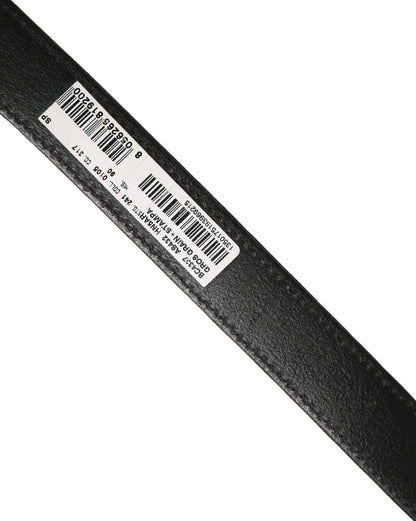 Black Fabric Leather Barcode Silver Buckle Belt