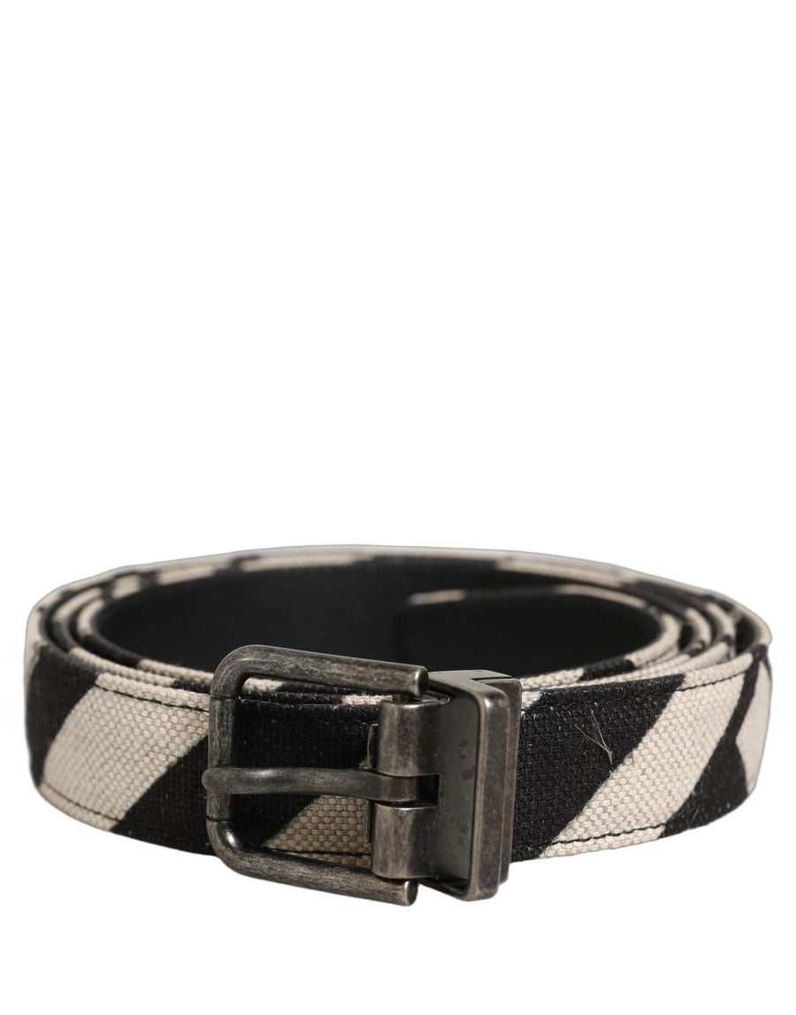 Black Ivory Silver Tone Metal Buckle Belt