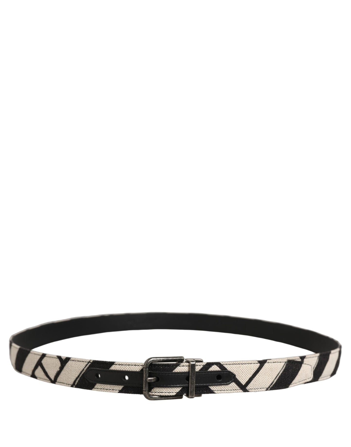 Black Ivory Silver Tone Metal Buckle Belt