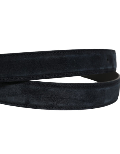 Men Black Leather Gold Tone Metal Buckle Belt