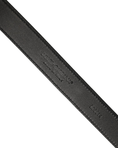 Men Black Leather Gold Tone Metal Buckle Belt