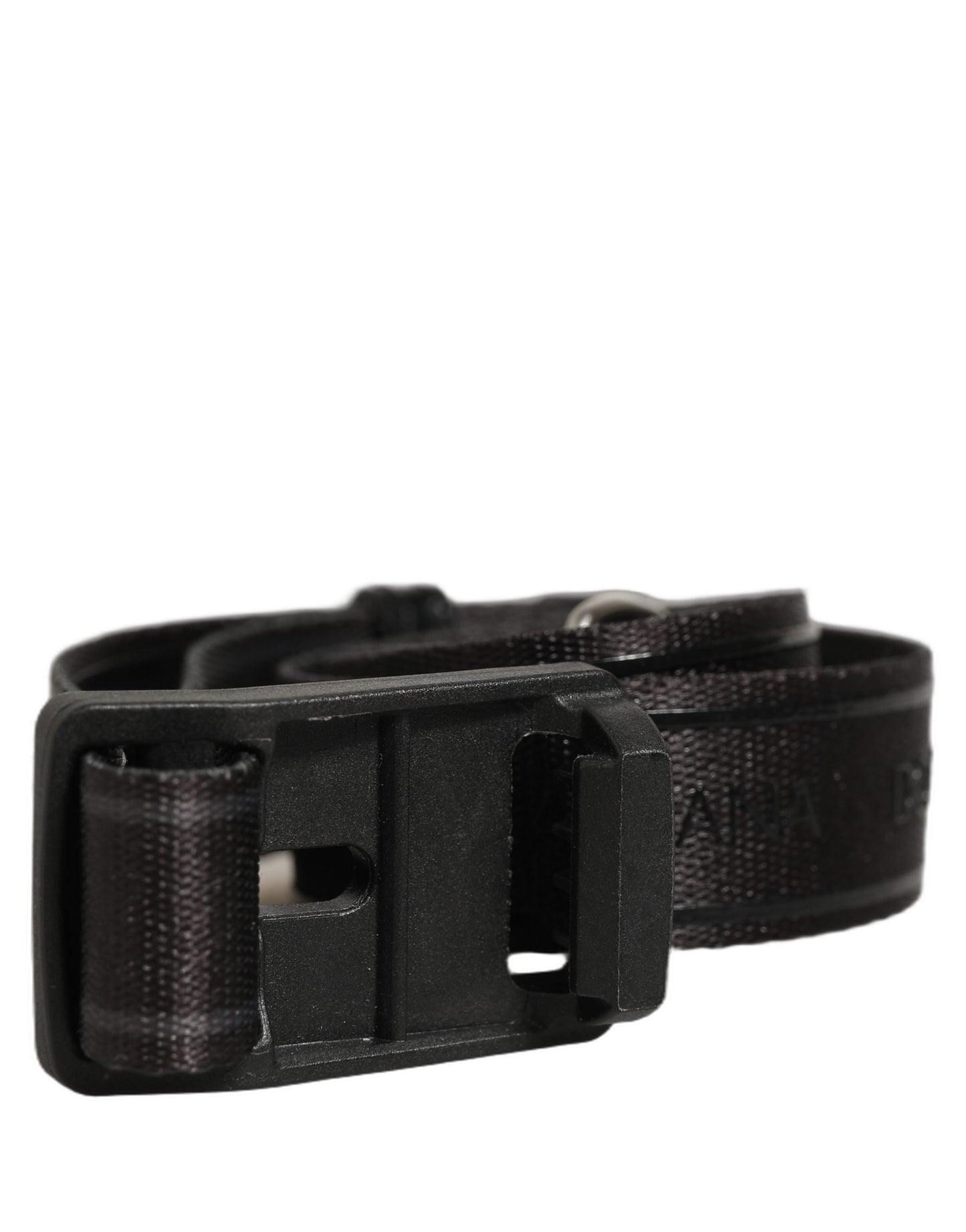 Men Black Nylon Webbing Plastic Buckle Belt