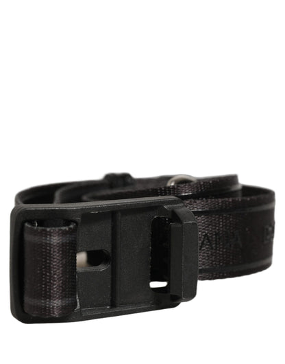 Men Black Nylon Webbing Plastic Buckle Belt