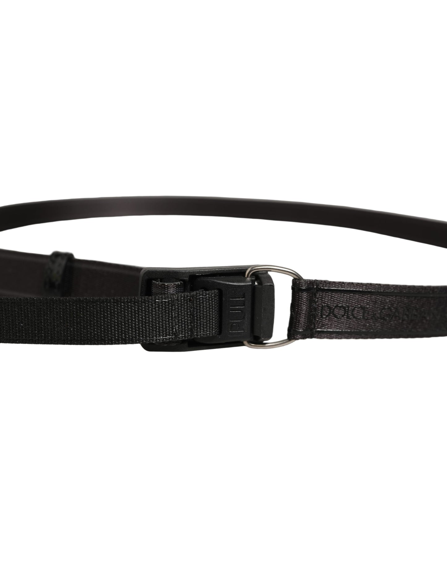 Men Black Nylon Webbing Plastic Buckle Belt