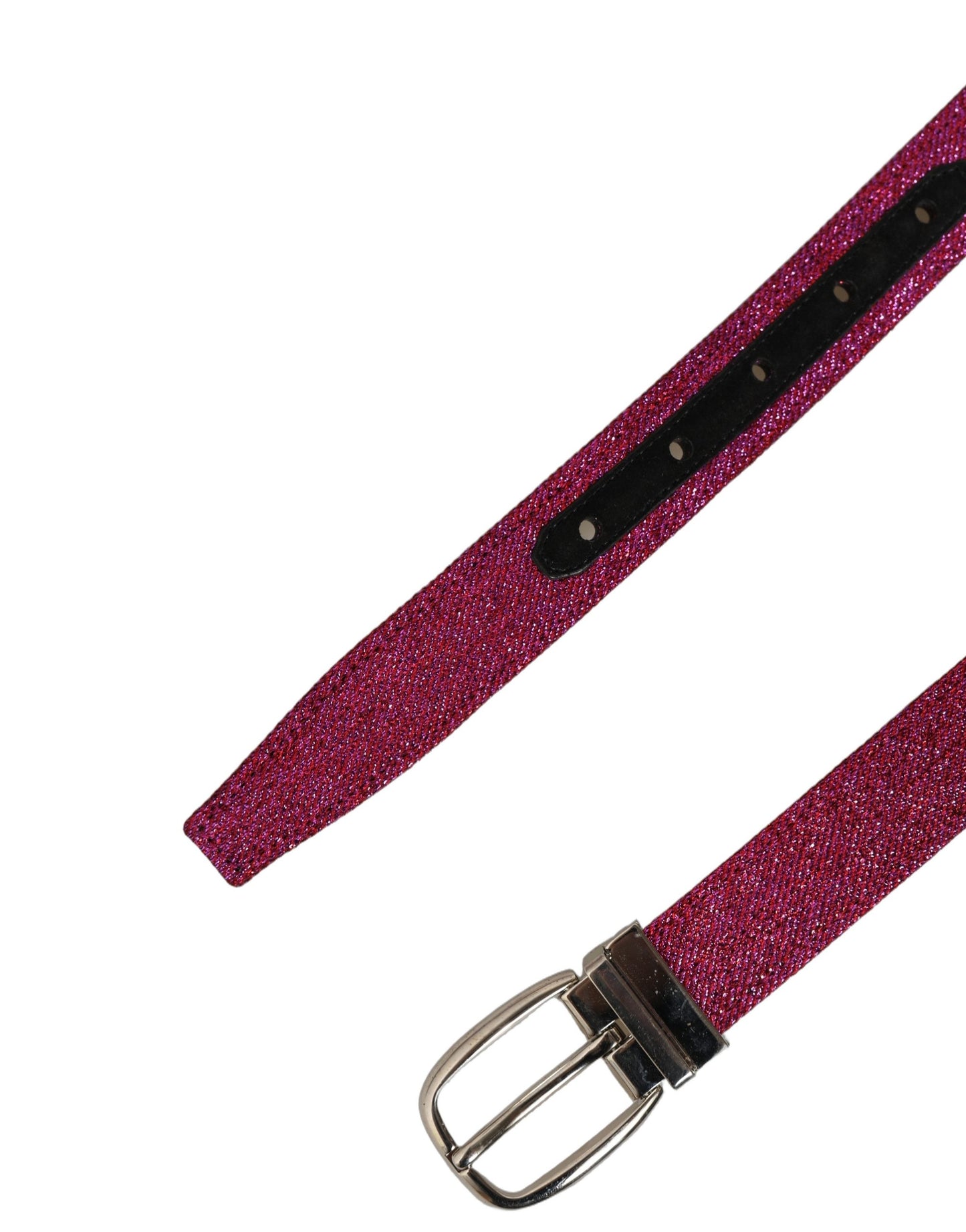 Men Fuchsia Glitter Silver Metal Buckle Belt