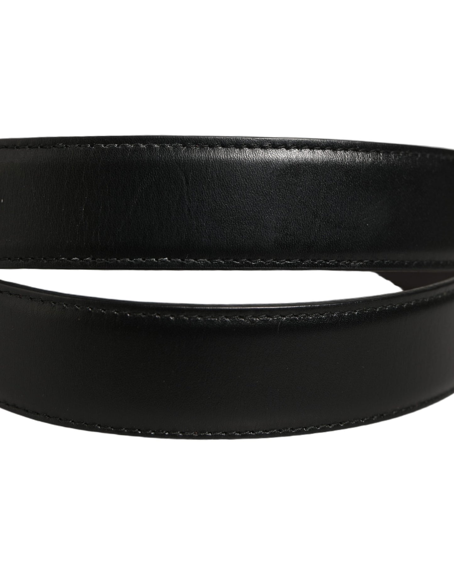 Black Classic Leather Silver Tone Buckle Belt