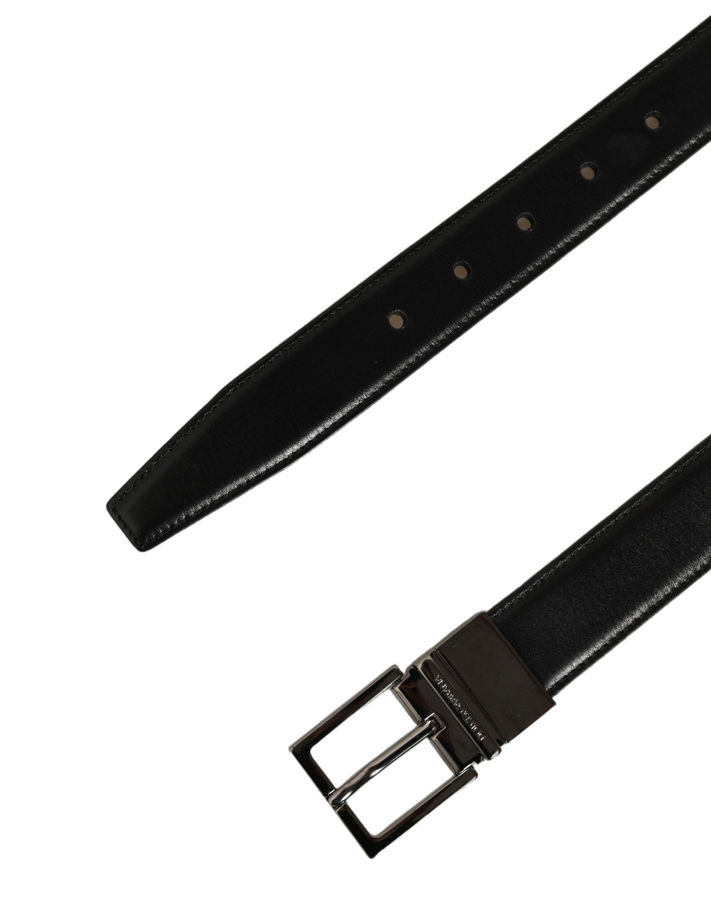 Black Classic Leather Silver Tone Buckle Belt