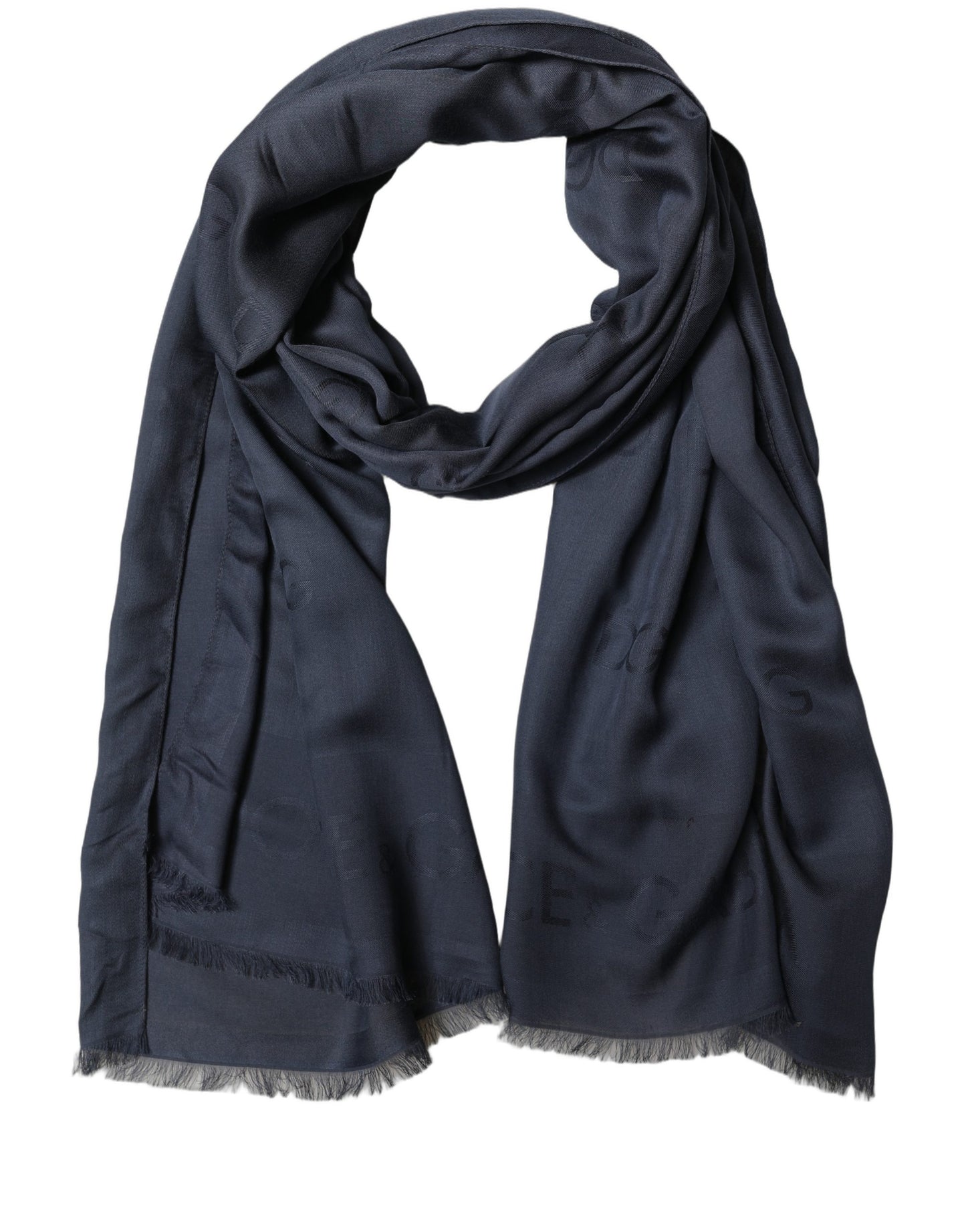Dark Blue Modal Frayed Edge Lace Stole Scarf