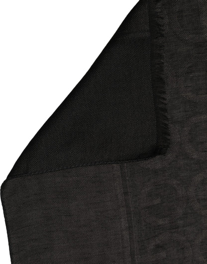 Black DG Logo Fringed Edge Lace Stole Scarf
