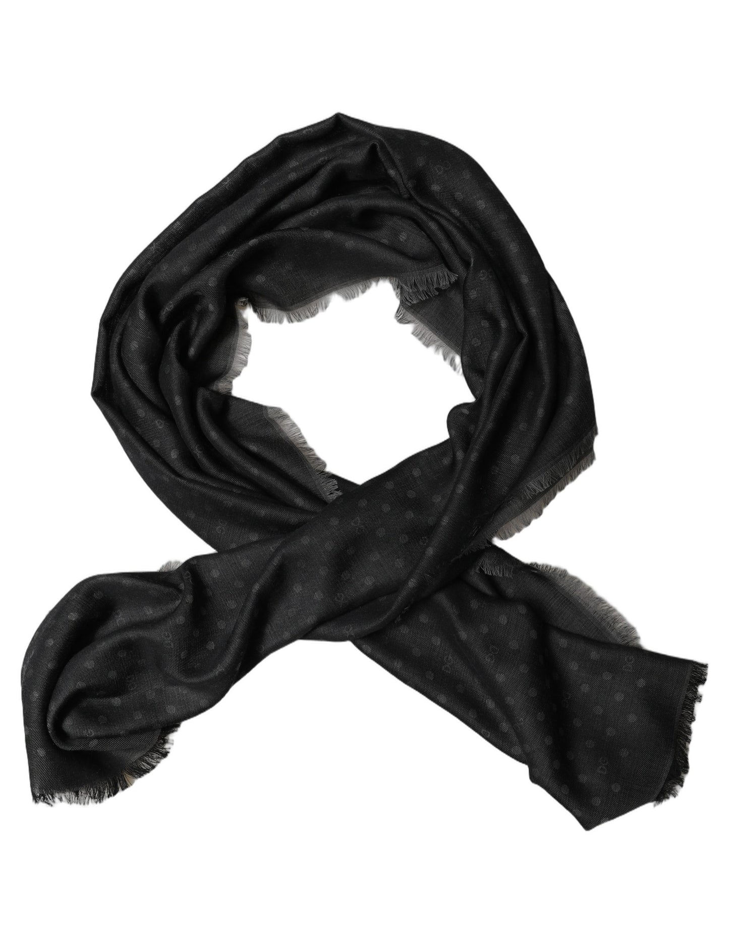 Men Black Viscose Polka Dot Fringe Shawl Lace Stole