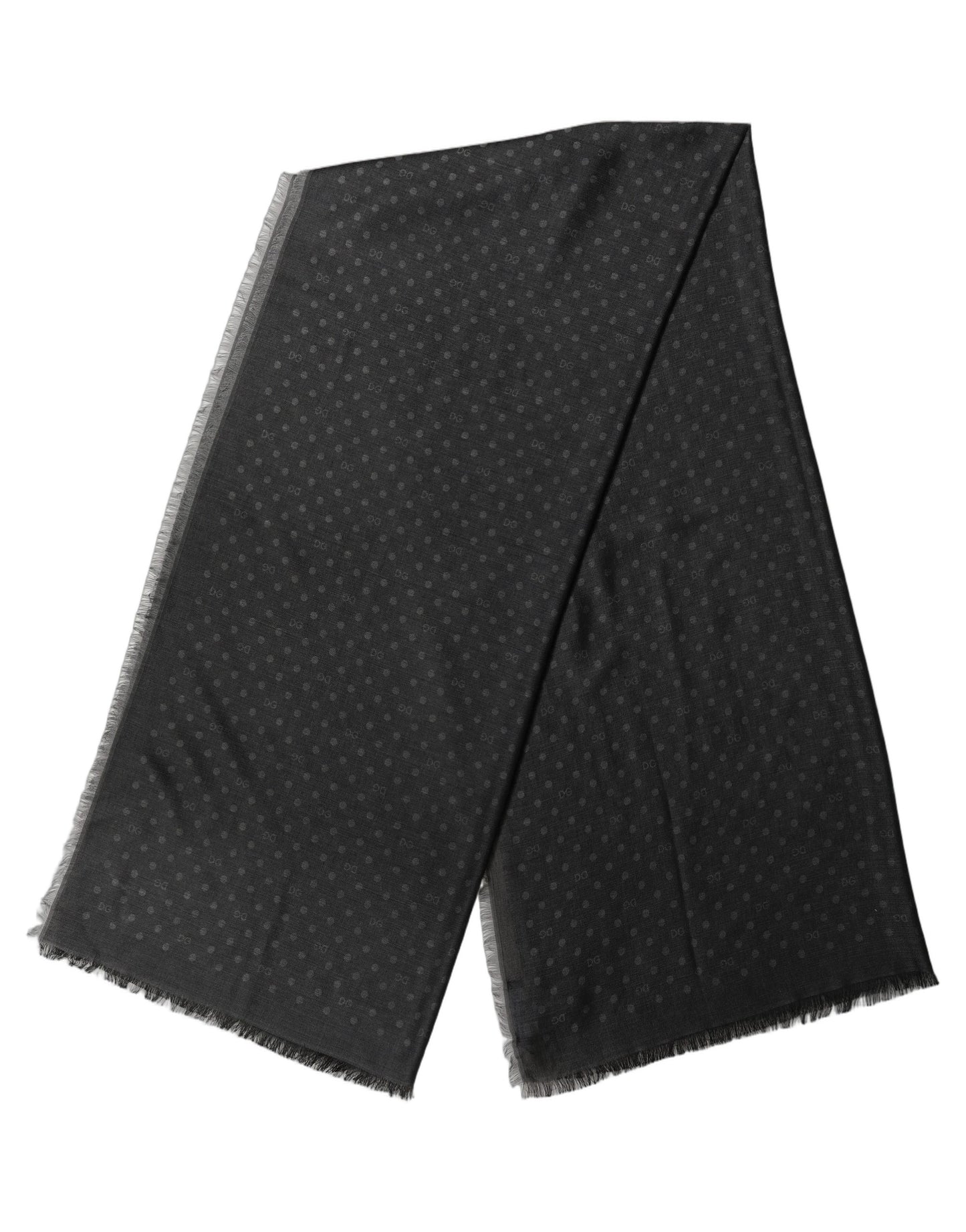 Men Black Viscose Polka Dot Fringe Shawl Lace Stole