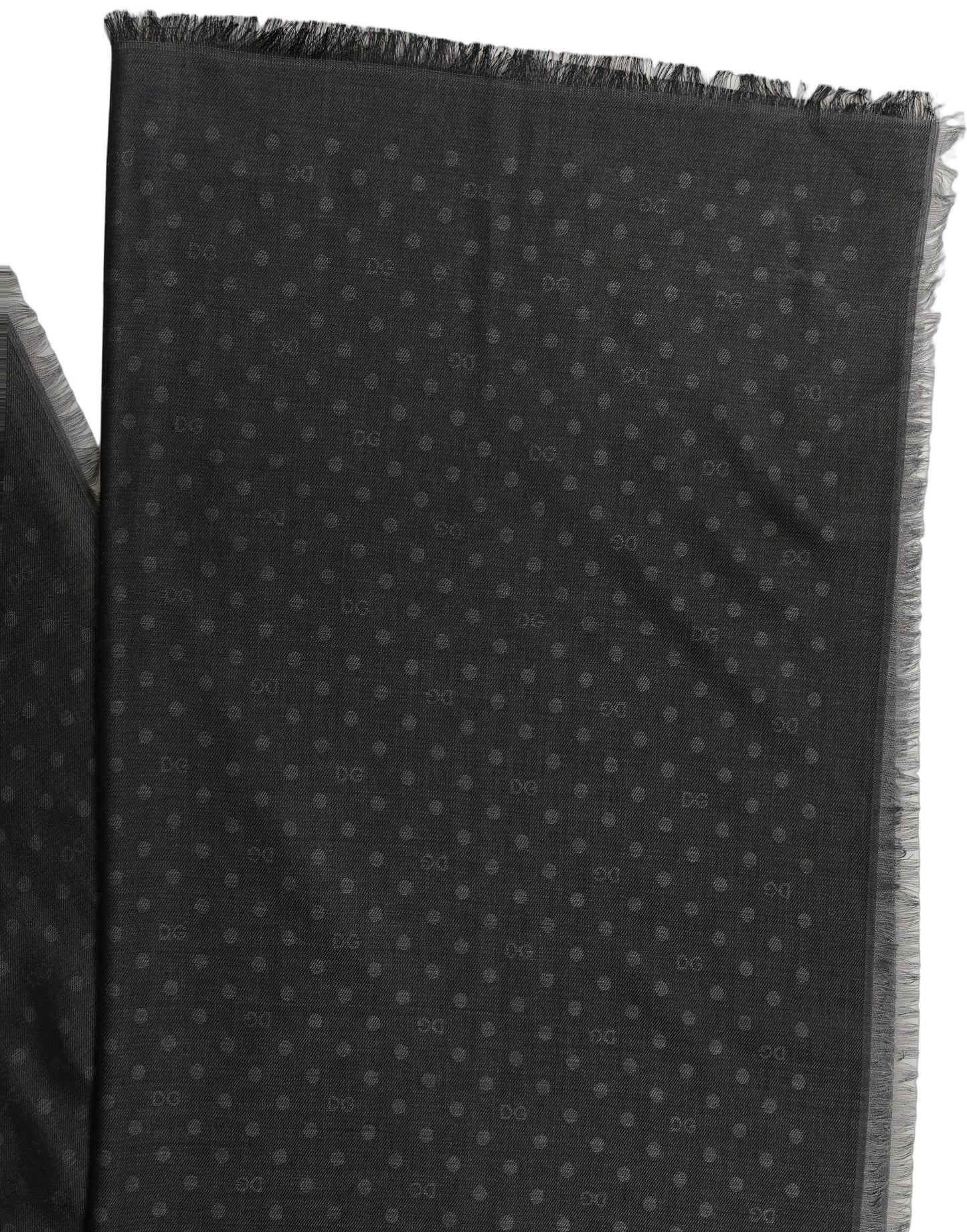 Men Black Viscose Polka Dot Fringe Shawl Lace Stole