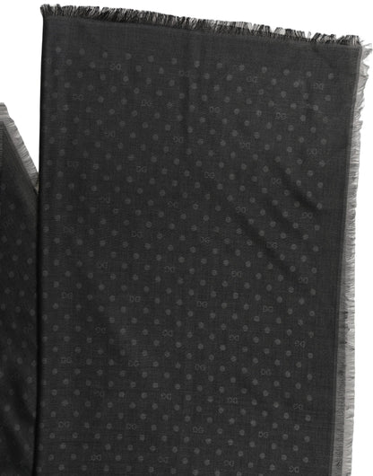 Men Black Viscose Polka Dot Fringe Shawl Lace Stole