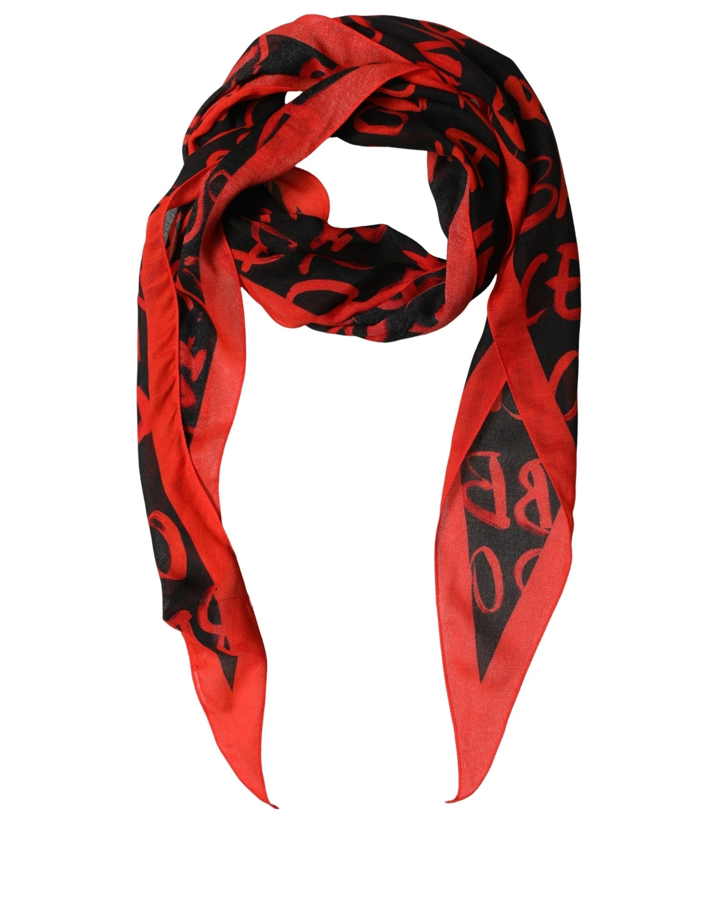 Men Red Black Graffiti Logo Lace Stole Scarf