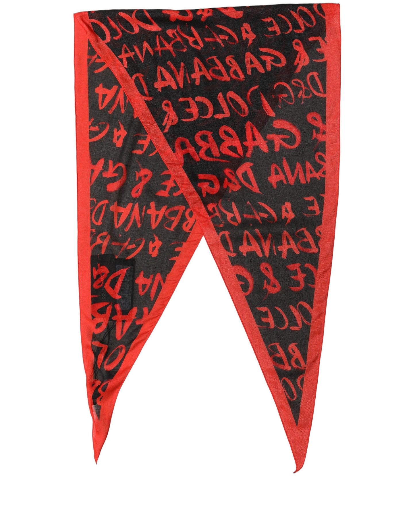 Men Red Black Graffiti Logo Lace Stole Scarf