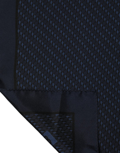 Dark Blue Silk Pocket Square Foulard Scarf