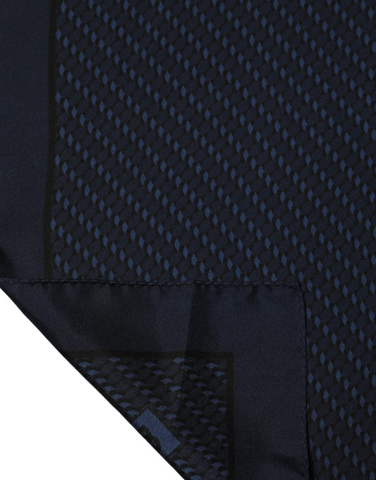 Dark Blue Silk Pocket Square Foulard Scarf