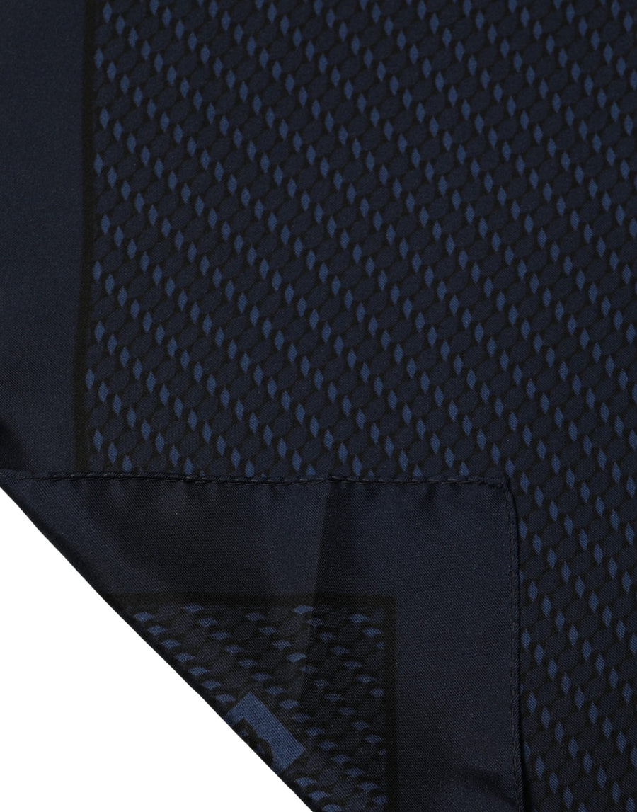 Dark Blue Silk Pocket Square Foulard Scarf