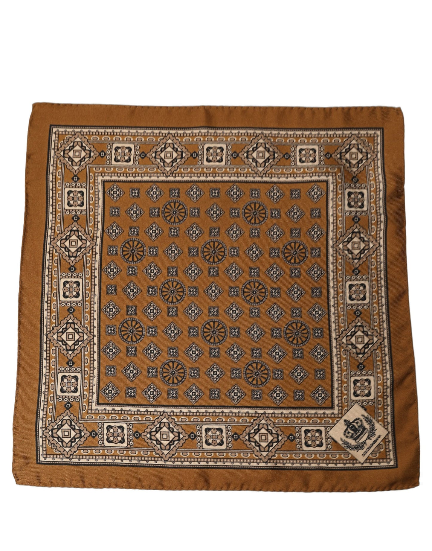 Brown Geometric Pocket Square Foulard Scarf