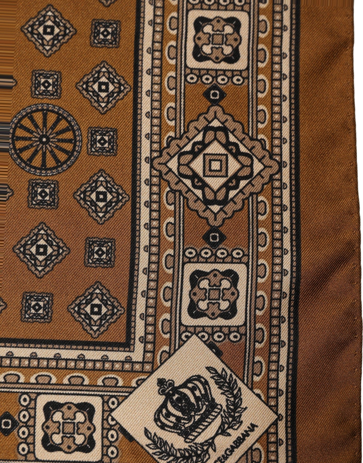 Brown Geometric Pocket Square Foulard Scarf