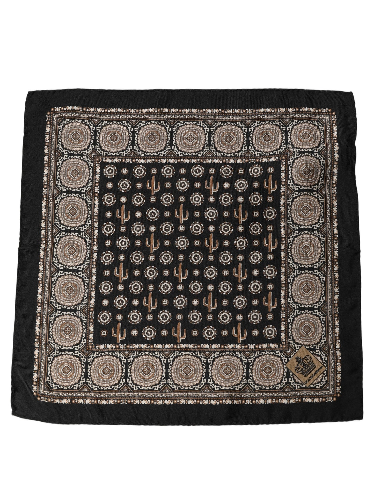 Black Cactus Silk Pocket Square Foulard Scarf