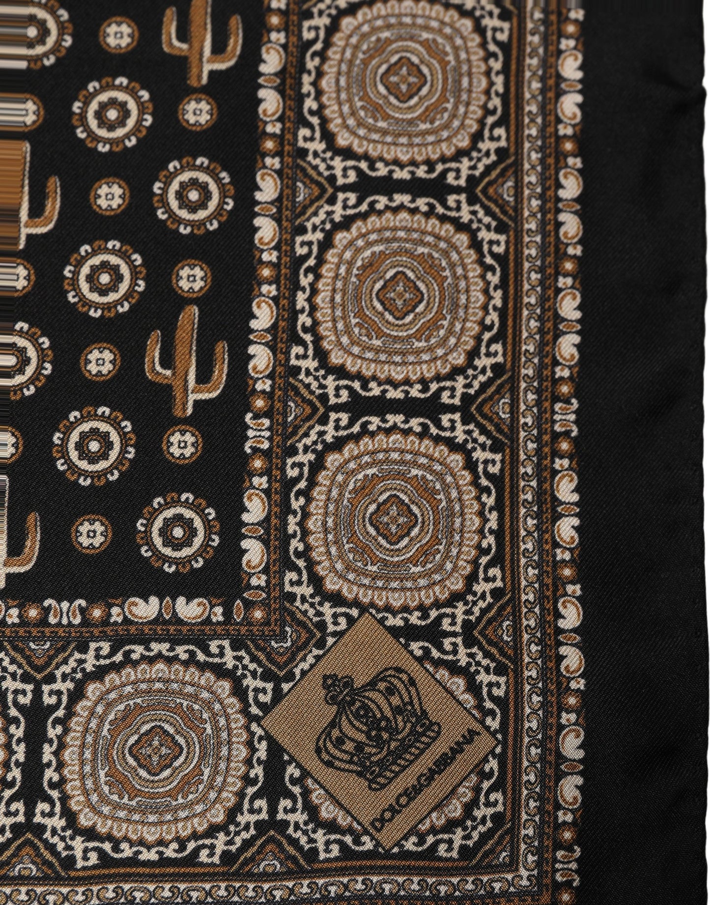Black Cactus Silk Pocket Square Foulard Scarf