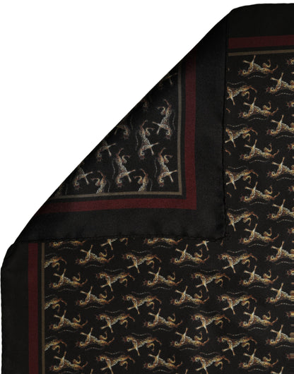 Black Horse Silk Pocket Square Foulard Scarf
