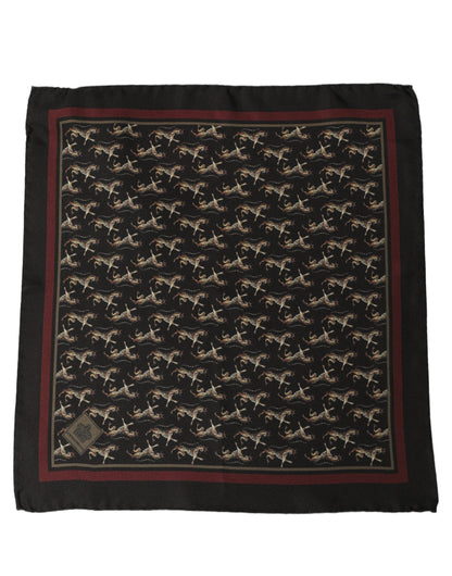 Black Horse Silk Pocket Square Foulard Scarf