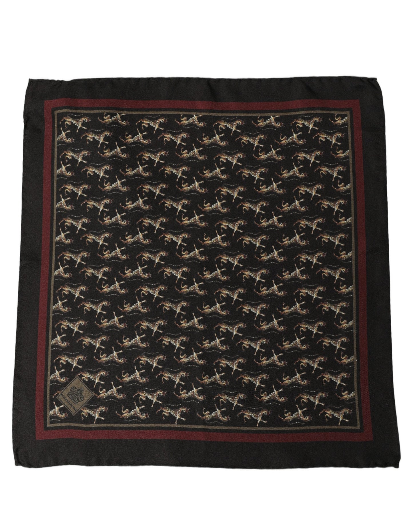 Black Horse Silk Pocket Square Foulard Scarf