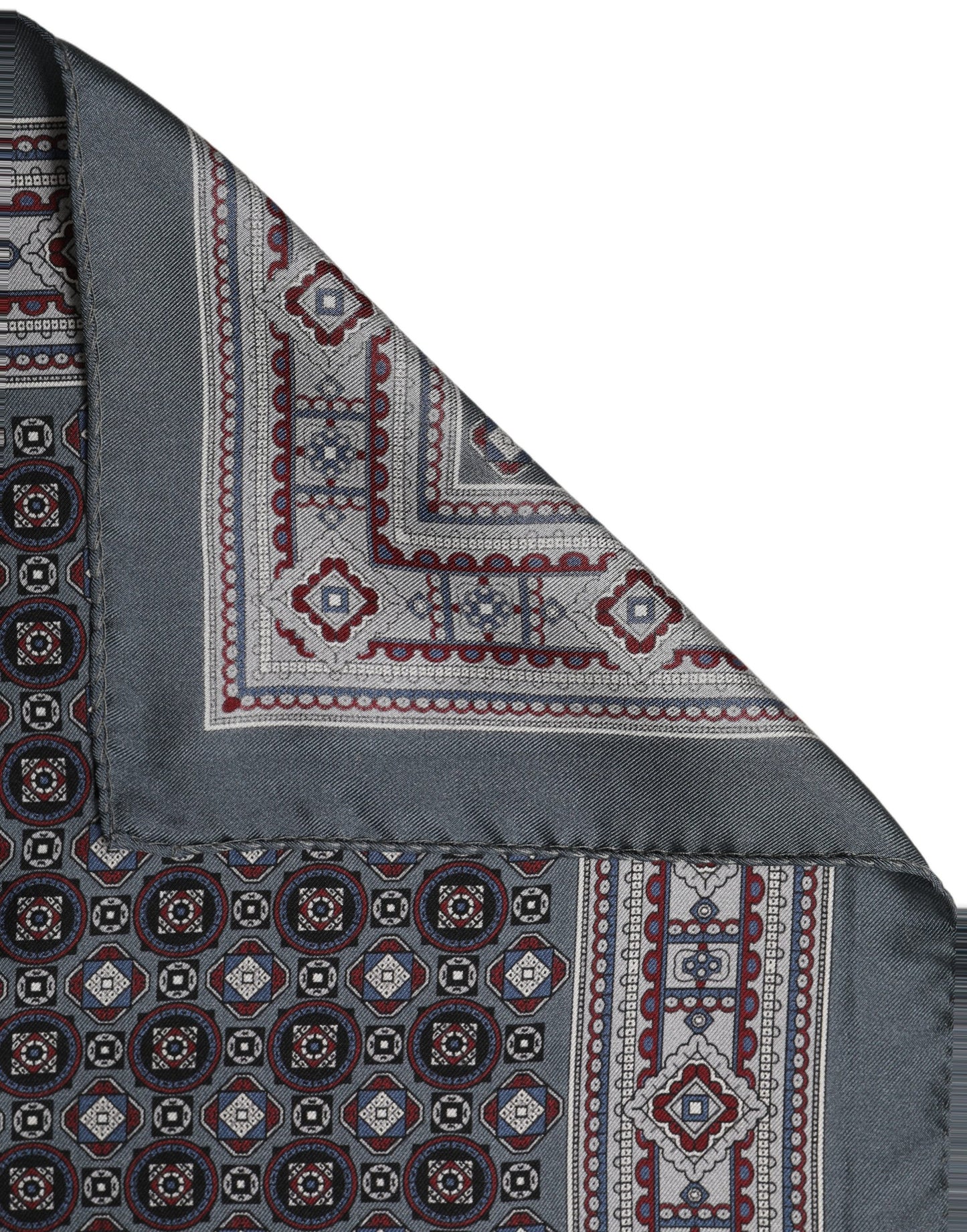 Gray Geometric Pocket Square Foulard Scarf
