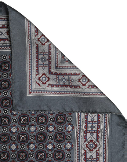 Gray Geometric Pocket Square Foulard Scarf