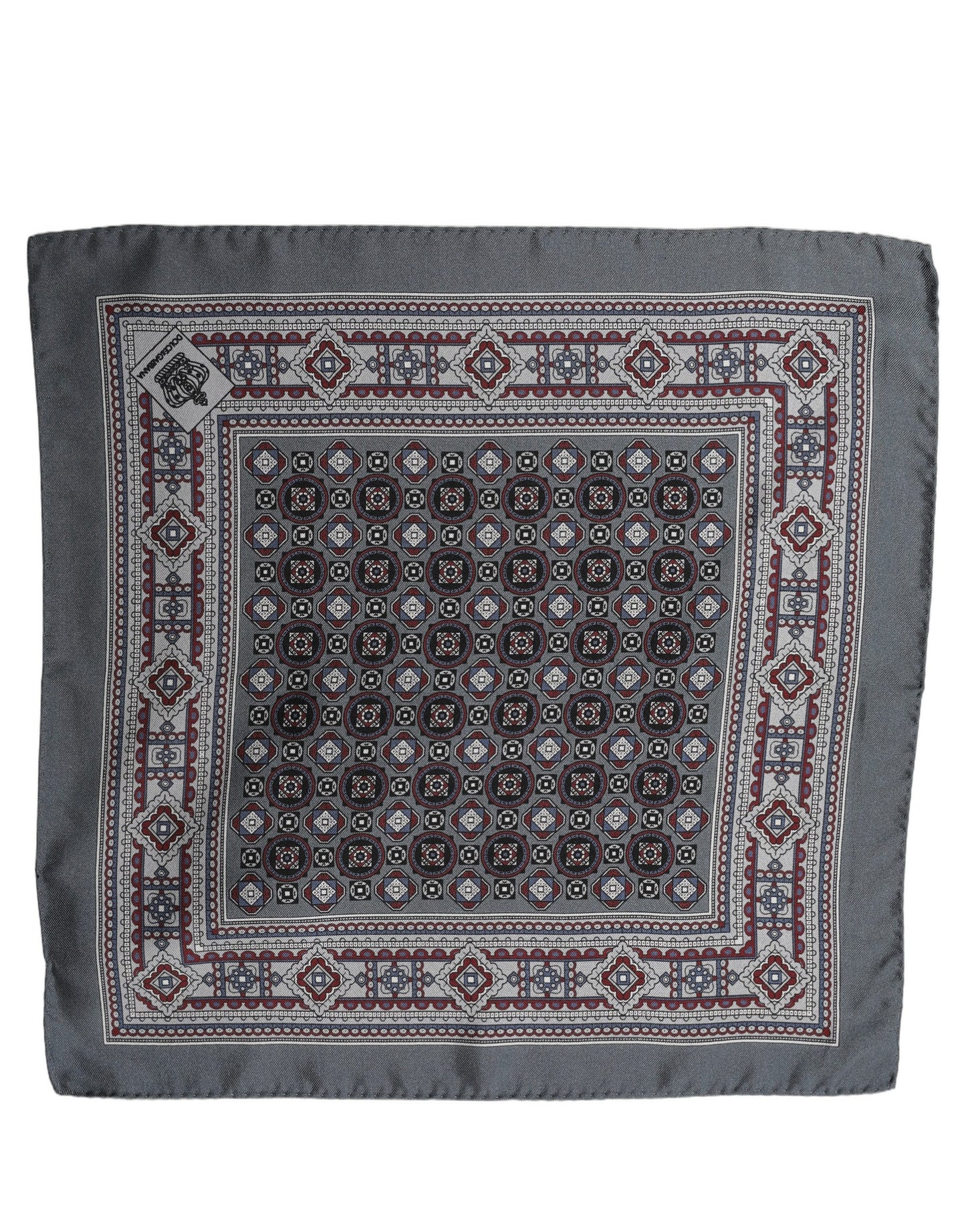 Gray Geometric Pocket Square Foulard Scarf
