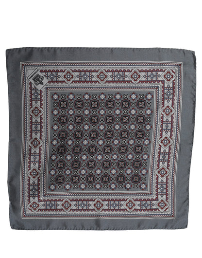 Gray Geometric Pocket Square Foulard Scarf