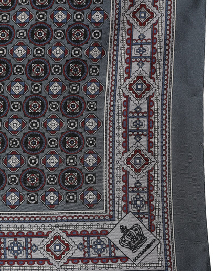 Gray Geometric Pocket Square Foulard Scarf