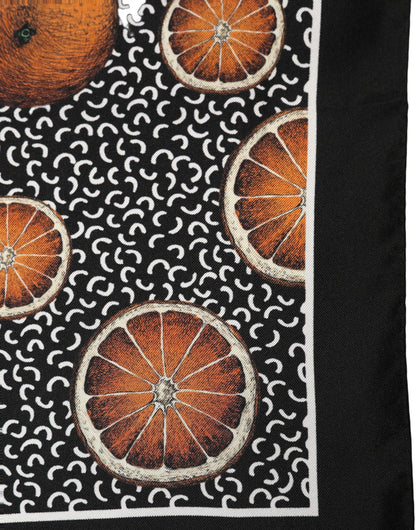 Black Silk Orange Pocket Square Foulard Scarf