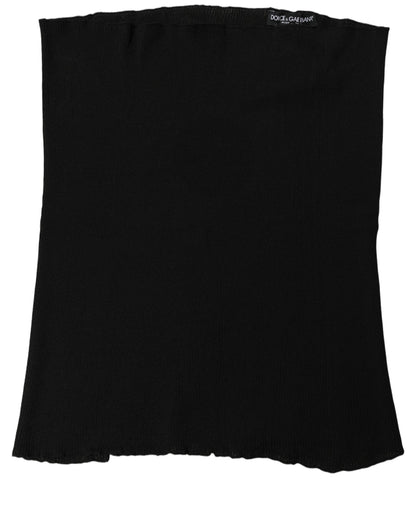 Men Black Viscose Knitted Neck Warmer Scarf
