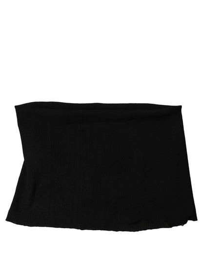 Men Black Viscose Knitted Neck Warmer Scarf